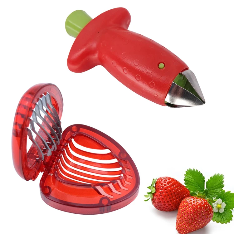 

Stem Remover and Strawberry Slicer Set for Berry Stem Leaves Remove Corer Fruit Slicer Cutter Tomatoes DIY Platter