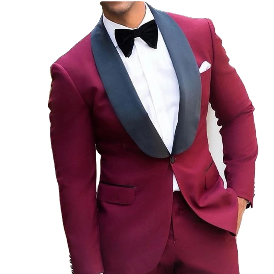 

Burgundy Wedding Suit for Men 2022 Slim Fit 3 Pieces Groom Tuxedos Best Man Formal Tailor Made Costume Homme