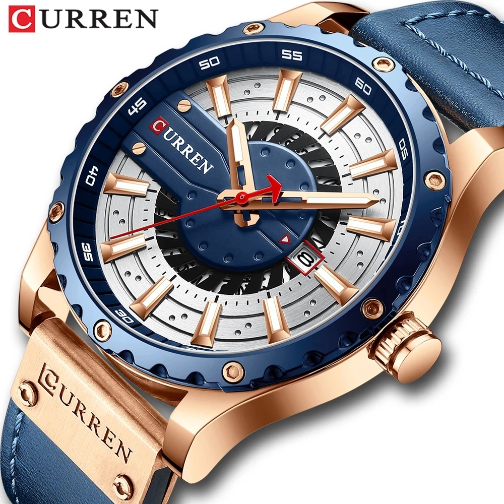 

NEW CURREN 8374 Watches For Men Fashion Business Quartz Wristwatch With Leather Clocks Watches Men Wrist, 5-colors