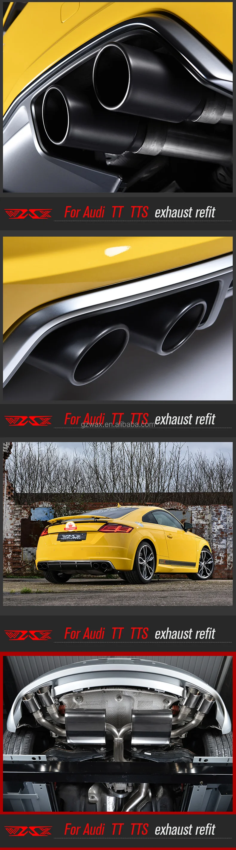 Stainless Steel Exhaust pipe For ADUI  TT TTRS 1999-2019 Cat-back Muffler Pipes with Low Noise Sport Car sound