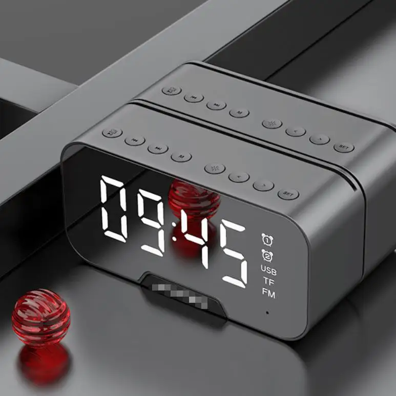 Bluetooth Wireless Speaker Dual Time Alarm Clock Dimmable Display Hands Free Calling Clock Speaker - ANKUX.COM