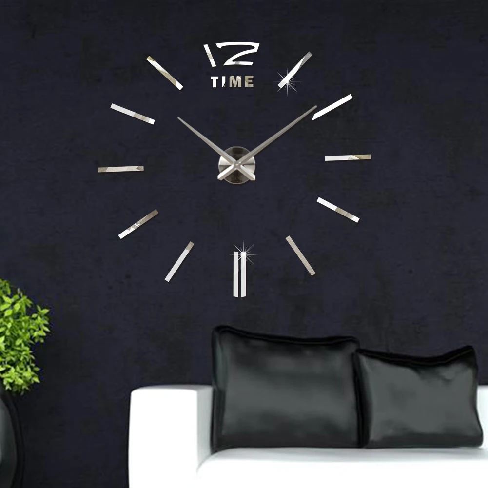 

Modern Design Large DIY 3D Wall Clock Home Decor Art Watch Mirror Sticker clock