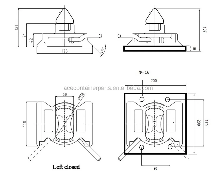 Bolted On Bottom Twistlock Iso Shipping Container Boltable Dovetail
