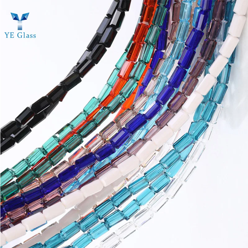 

Cheap Long Cube Crystal Lampwork Glass Beads Colorful For Jewelry Making