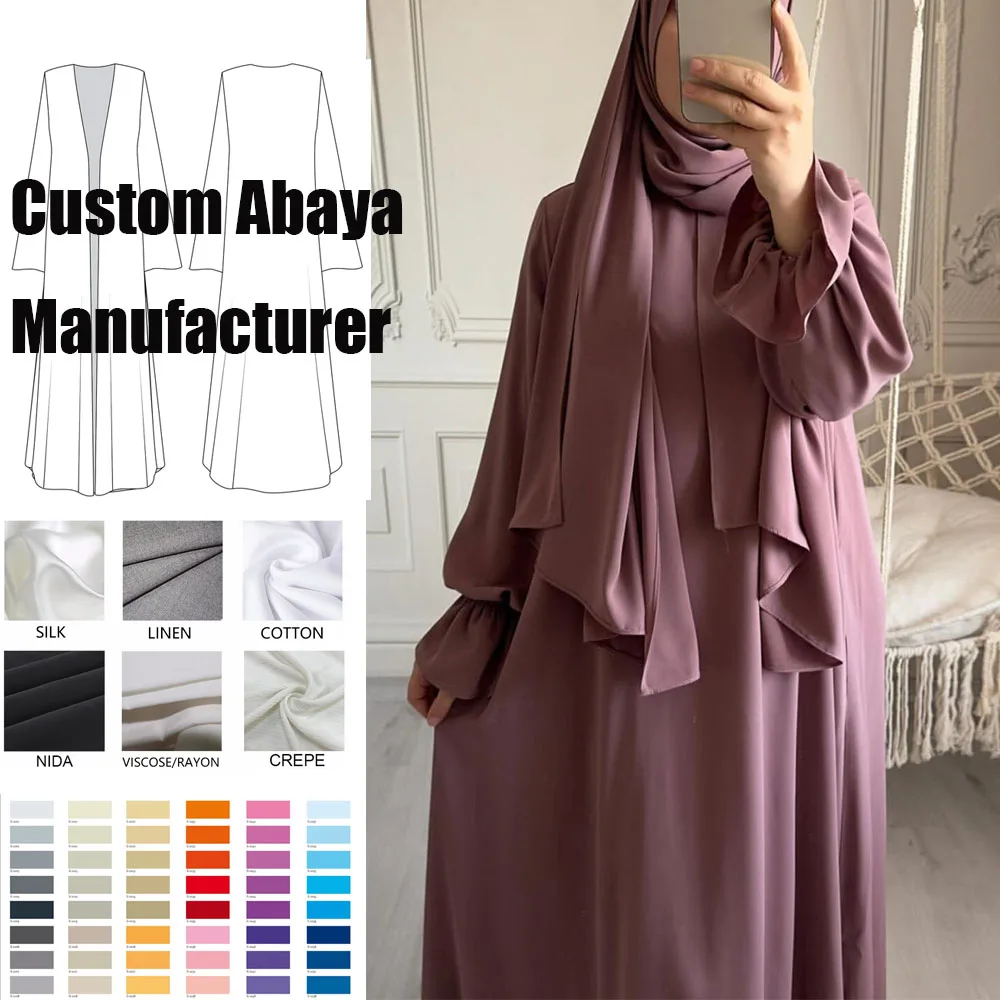 Nida Abaya with Attached Hijab Islamic Clothing Hoodie Robe Dress for Muslim Women Modest Closed Abaya