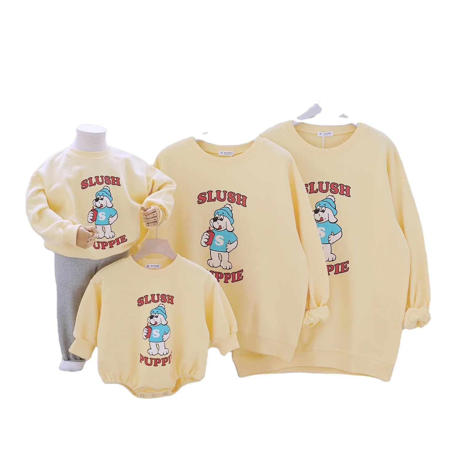 

Autumn 2020 new parent-child sweater family wear, Beige