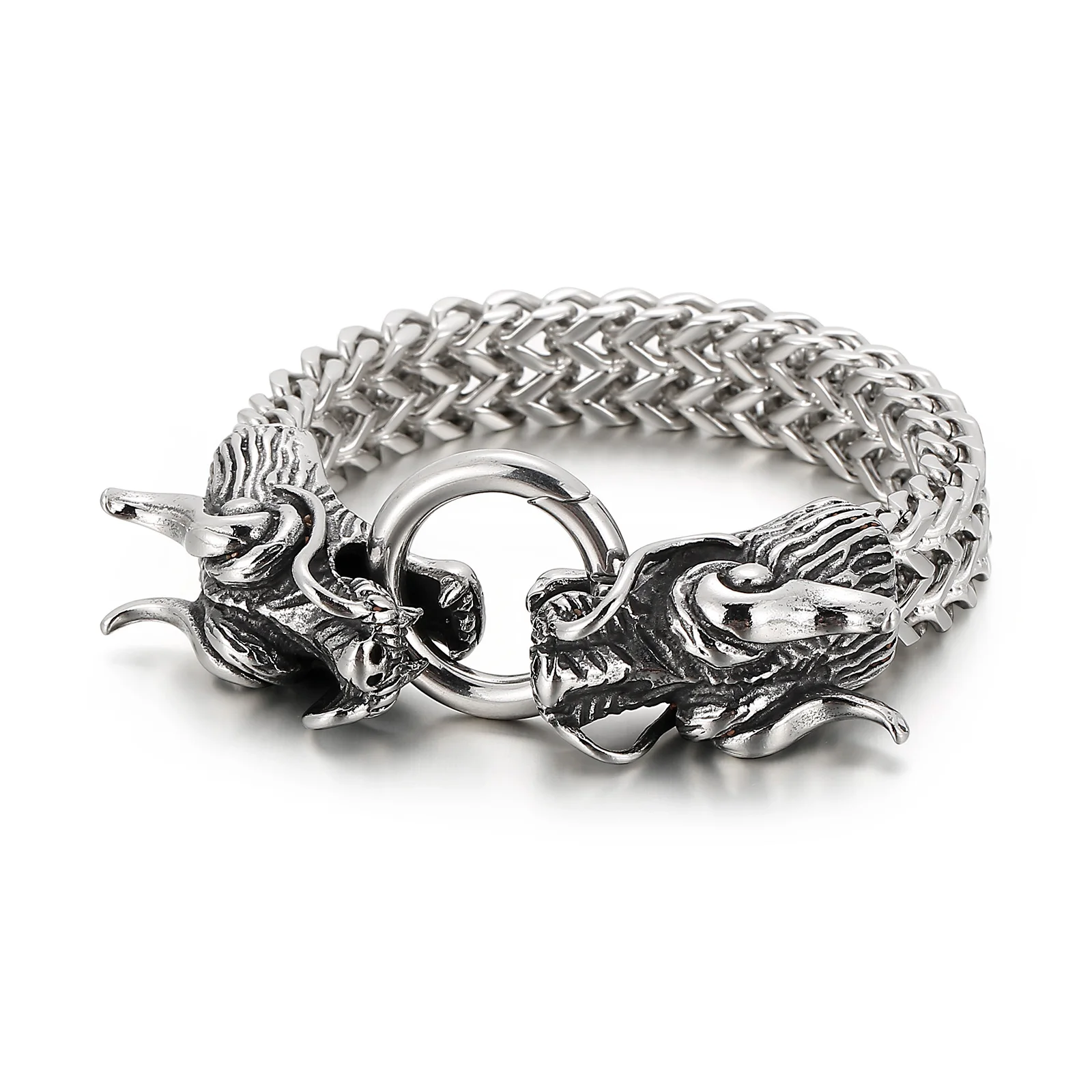 

KALEN Multi-layer Charm Double Dragon Stainless Steel Men's Bracelet