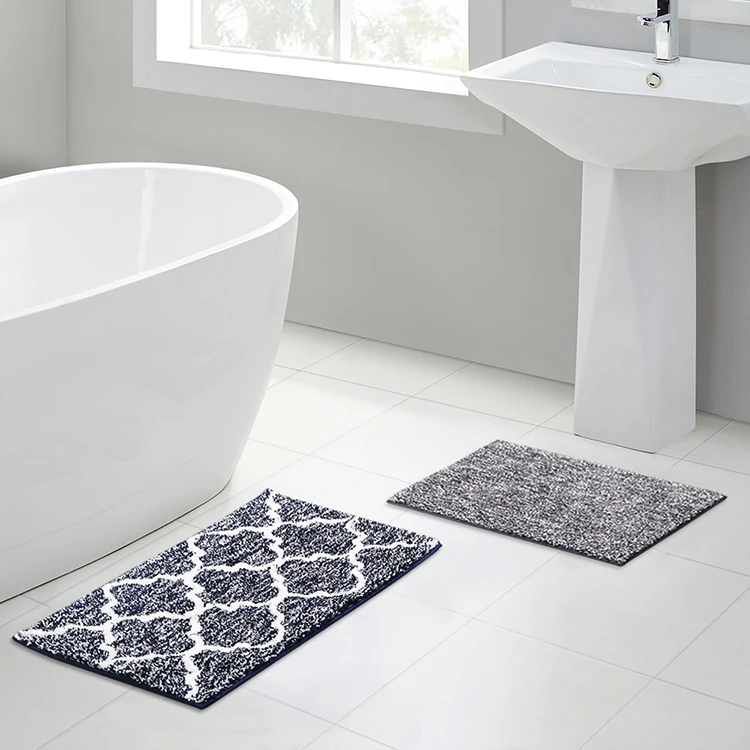 

High End 2 Piece Morocco Geometric Microfiber Non Slip Shower Rugs Bath Mats
