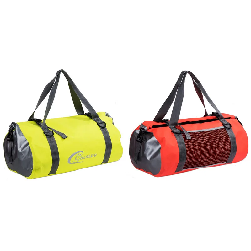 

Waterproof duffle bag outdoor leisure bag for camping PVC tarpaulin wear-resistance, Yellow/red