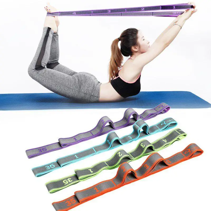 

Custom Physical Therapy Pilates Stretching Exercise Bands Elastic Multi Loops Yoga Strap Belt Stretch Straps