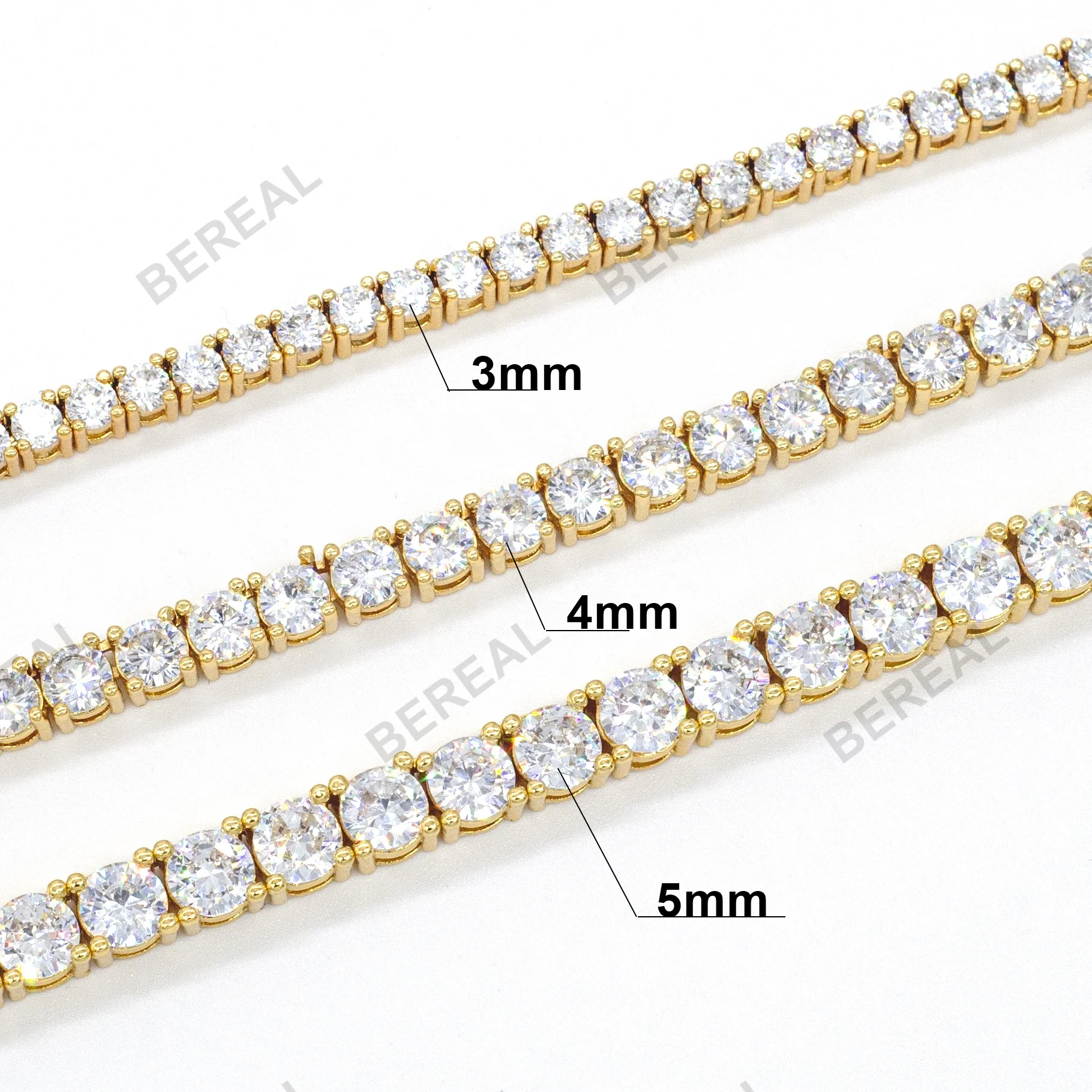 

Factory Wholesale VVS Iced Out Moissanite Diamond Real Gold Solid Gold Tennis Chain Bracelet 6mm 7mm 8mm 9mm Custom 10K 14K Gold