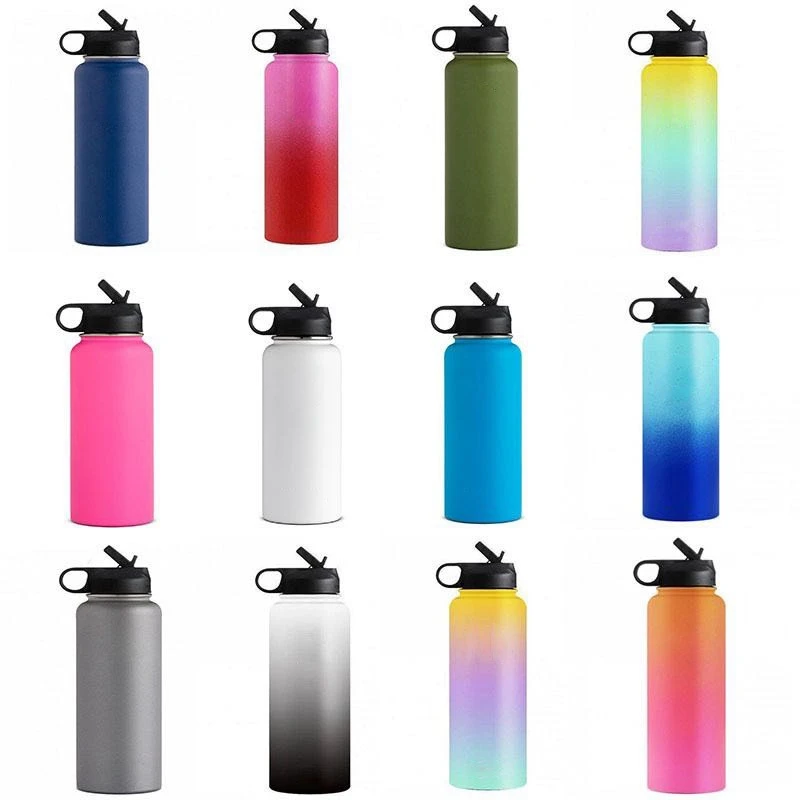 

Customized stainless steel insulated thermos hydro vacuum flask double wall water bottle engraved logo 50 pcs cheap 12oz 32oz, Solid color in stock