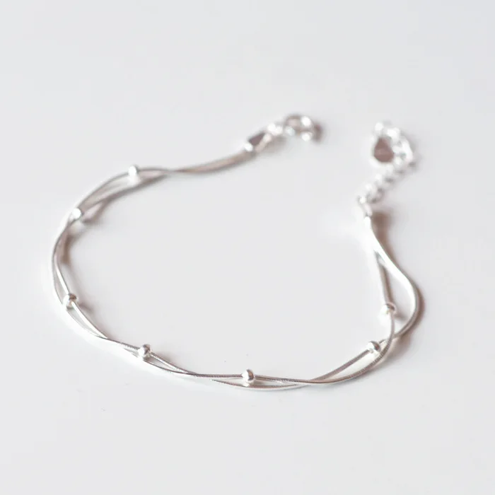 New Arrival Hot Sale Wholesale 925 Silver Double Layer Ball Charm Bracelet Women