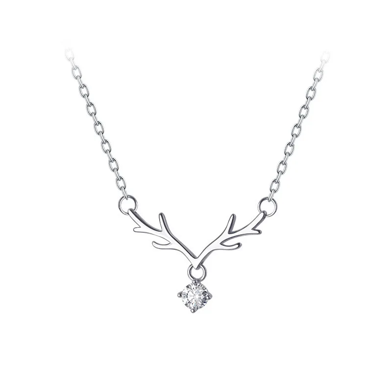 

Charming Design S925 Sterling Silver Necklace Antler Temperament Women Collarbone Chain Necklace, Picture
