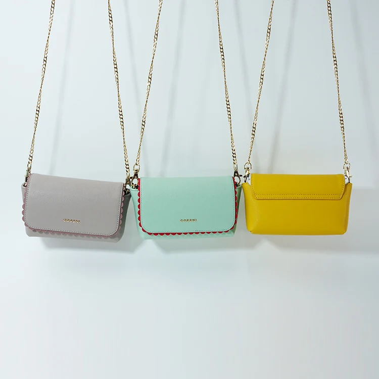 

2021 Luxury Bulk Genuine Leather Shoulder Bag Long Chain Handle Handbags for Women, Yellow/green/gray