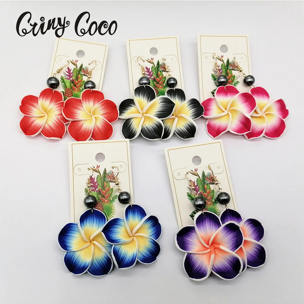 

Cring CoCo Flower Earring Polynesian jewelry Soft Ceramics Plumeria Earrings Hawaiian Jewelry acrylic Earrings, Yellow