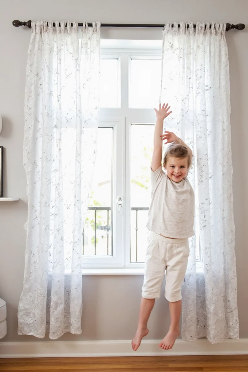 Child-safe curtain setup