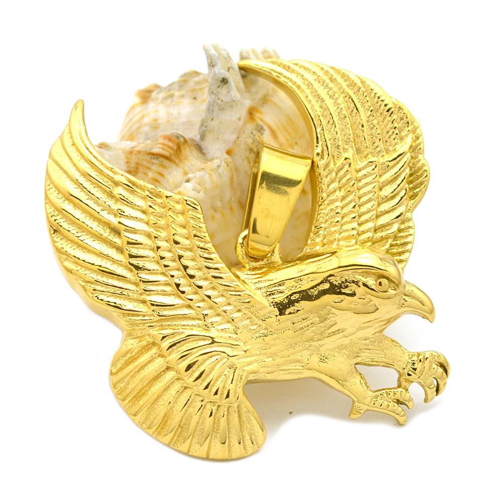 

24k gold plating stainless steel pendant casting eagle biker jewelry fashion jewelry polish glaring unisex pendants