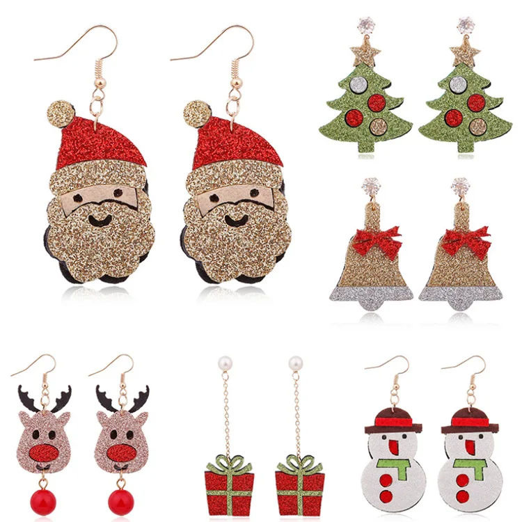 

Multi design Christmas tree snowman earrings christmas earrings jewelry, As pic