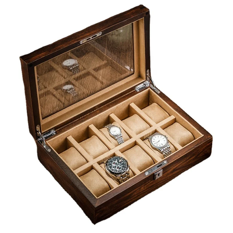 

10 slots wood watch luxury custom logo watch gift packaging storage box organizer