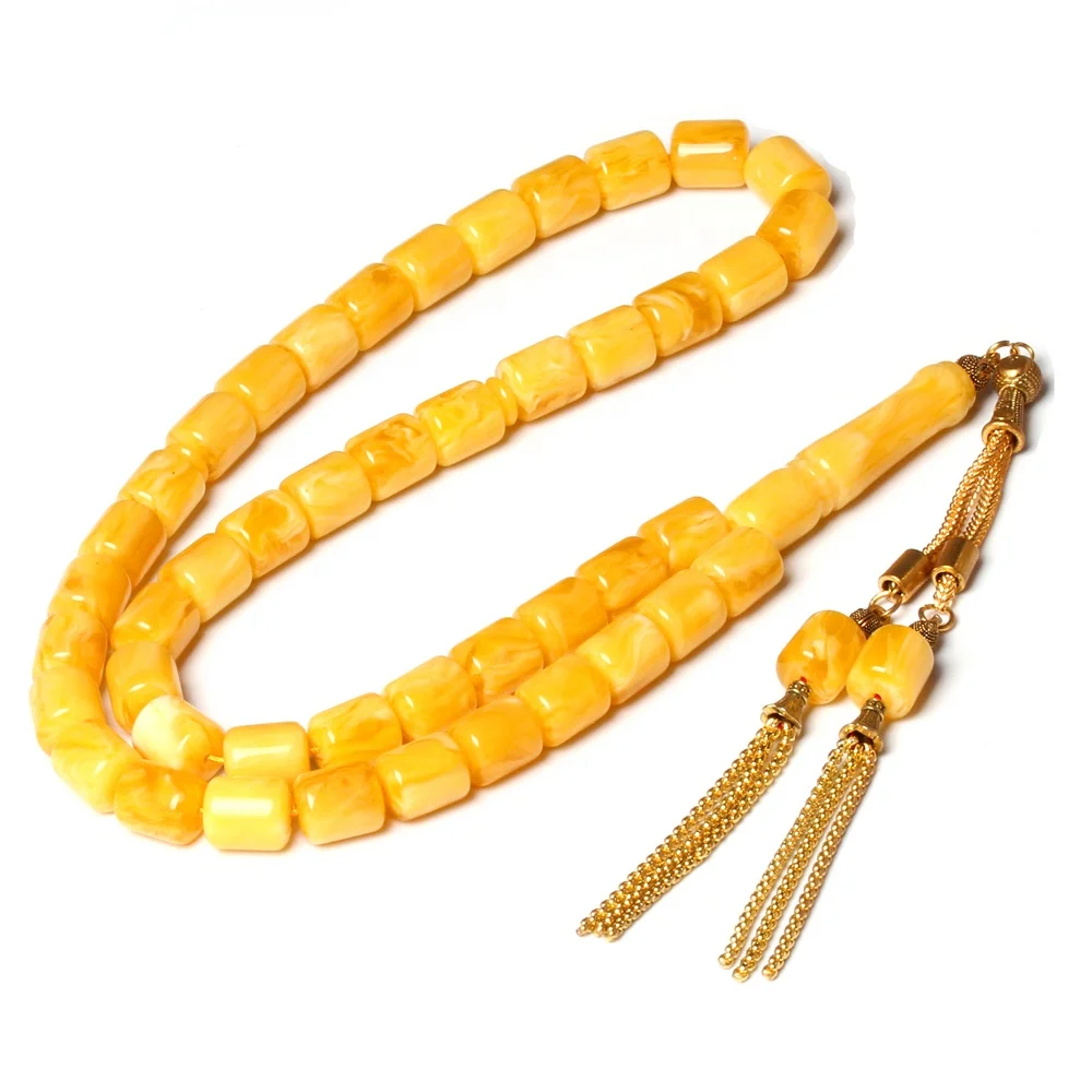 Man's Big Size Tasbih 10*12mm 45 Rosary Resin Amber Color Turkish Islam Prayer Beads Muslim Gift for Eid Al-Adh