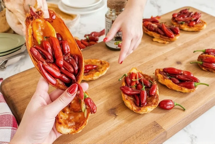 Kitchen counter decorated with dried chilies