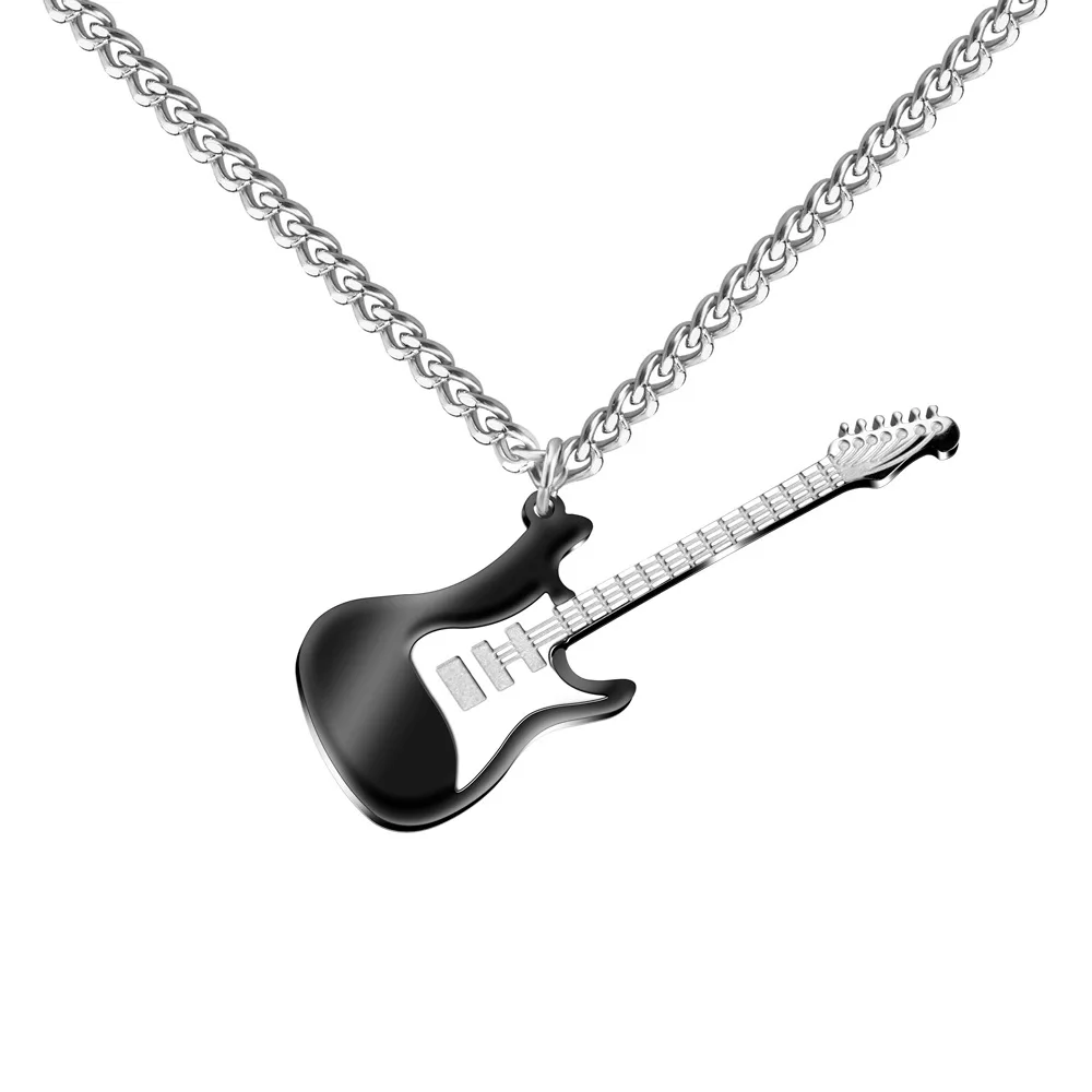 

Stainless steel fashion model guitar design men necklace HipHop Necklace