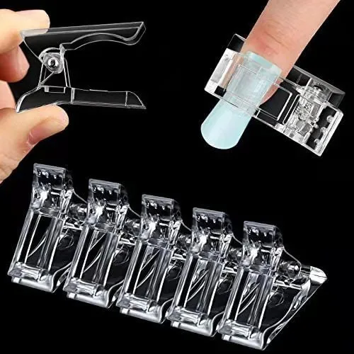 

10Pcs/set Acrylic Nail Plastic Fake Finger Polish Extension Tips Quick Building Mold UV Gel LED Manicure Art Builder Tool, Clear