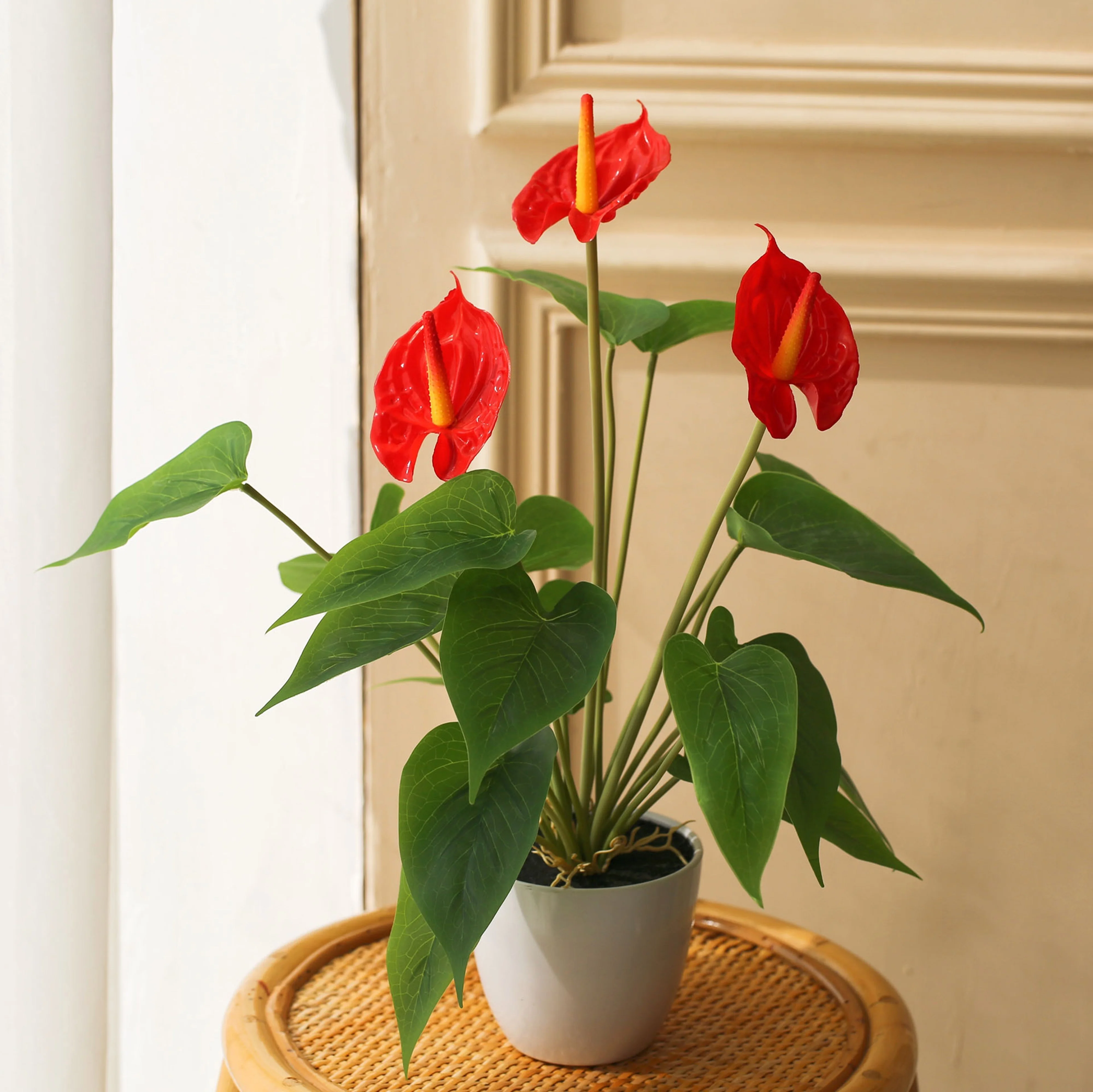 

Wholesale simulation flower garden decorative flowers in the living room and dining room anthurium plant factory, White, orange, green, pink, purple or customer's advised
