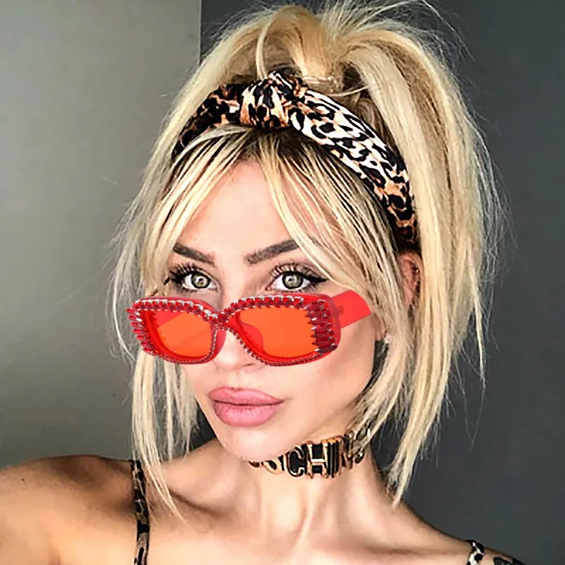 

90745 Rectangular Glasses Trendy Shades Fashion Custom Wholesale Luxury Diamond 2021 Sunglasses