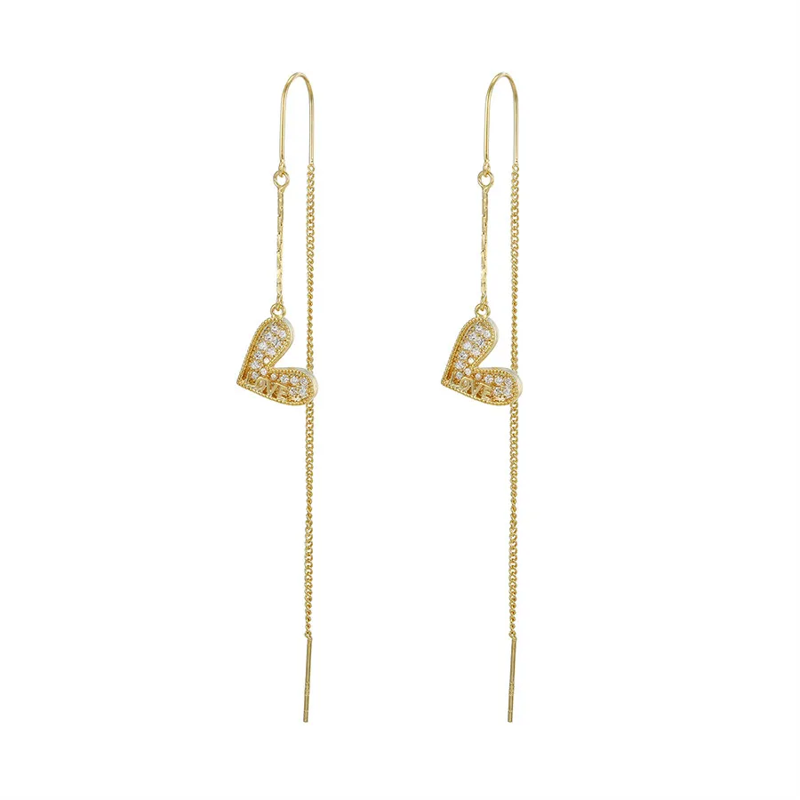 

Ymearring-863 Xu ping Jewelry Elegant Fashion Synthetic CZ Chain Long 14K Gold Environment-friendly Copper Ladies Earrings
