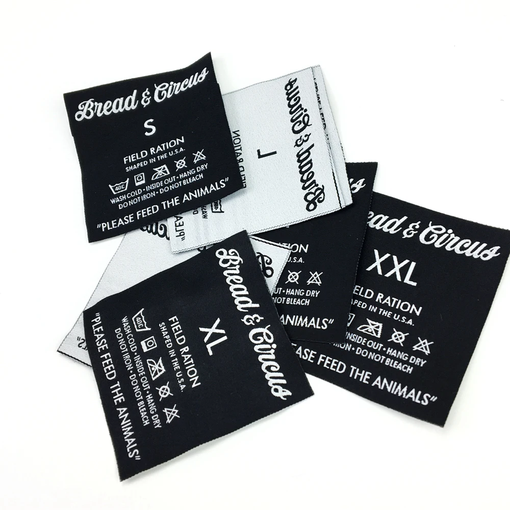 

Promotional Golden Black Logo Design Labels For Clothing Sew On Clothes Garment Fabric Woven Labels
