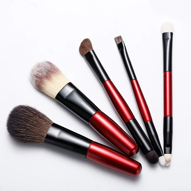 

HXT-001A small portable mini double-ended makeup brushes set natural hair travel cosmetic brushes kit
