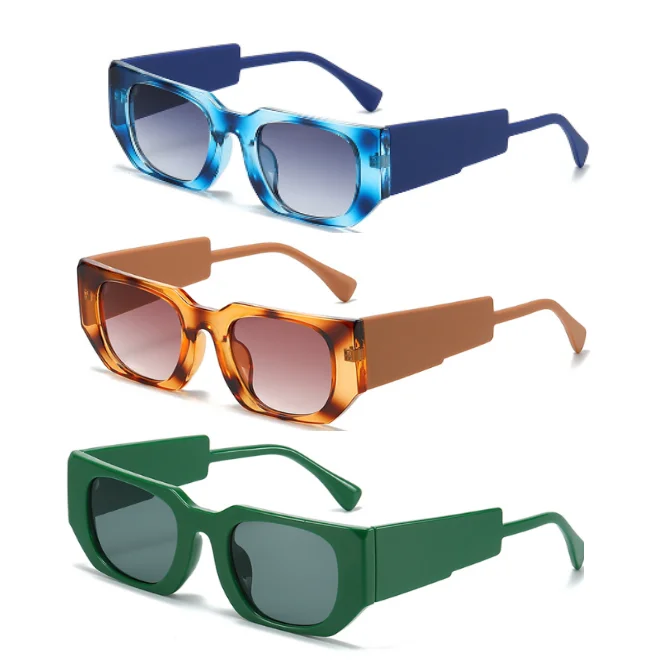 

Fashion retro small frame rectangular sunglasses women One Piece Lens Colorful rectangle Ocean plastic sunglasses