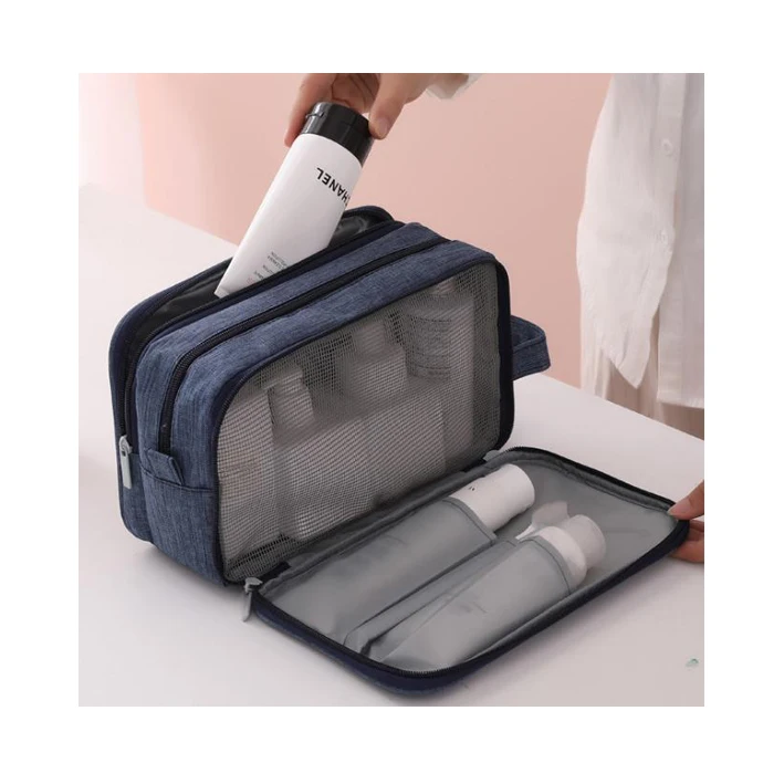 

Custom Shaving Accessories Cosmetic Tote Waterproof Travel Organizer Toiletry Bag with Pockets Handles for women Men