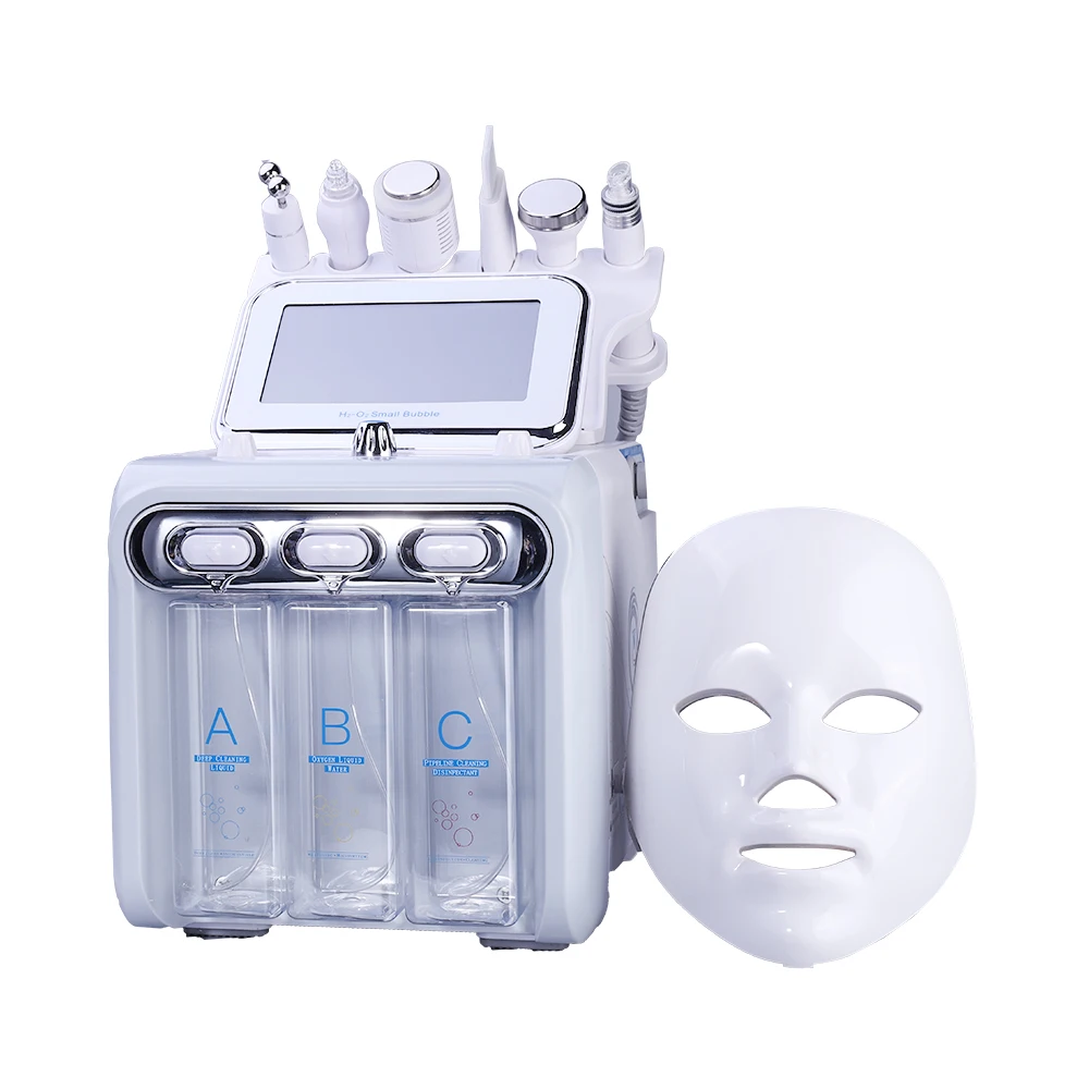 

Free Shipping Multifunction Skin Care Device 7in1 Anti Aging Small Bubble H2O2 Hydrogen Oxygen Jet Beauty Machine With Led Mask