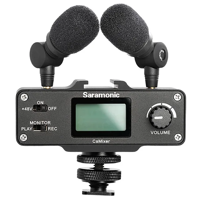 

Saramonic CaMixer VIDEO Microphone Dual Stereo Condenser Digital Mixer 48V Phantom For Canon Nikon Sony Fujifilm DSLR Camera MIC