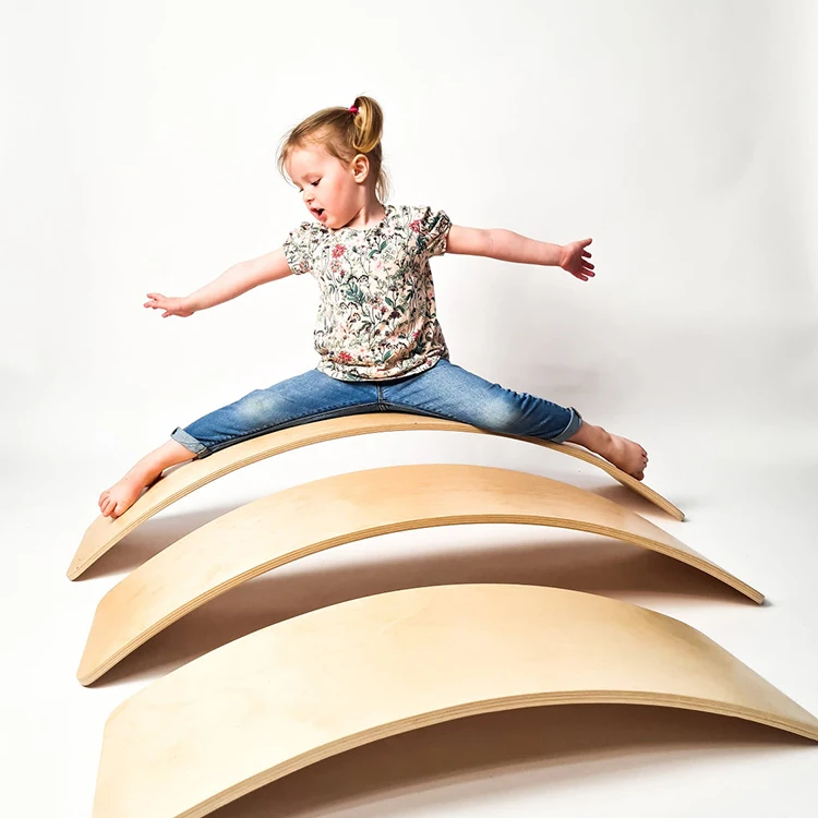 

XIHA Best Selling Wooden Montessori Fitness Balance Board Educational Toys Balance Board With Low Price Kinderboard Yoga Curvy, Natural wood or colored