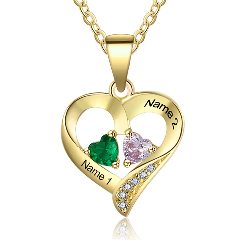 

Best Dropship Silver Jewelry Heart Necklace Chain Length 45CM Gold Plated Necklace Engraved Name, White gold plated/gold plated/rose gold plated