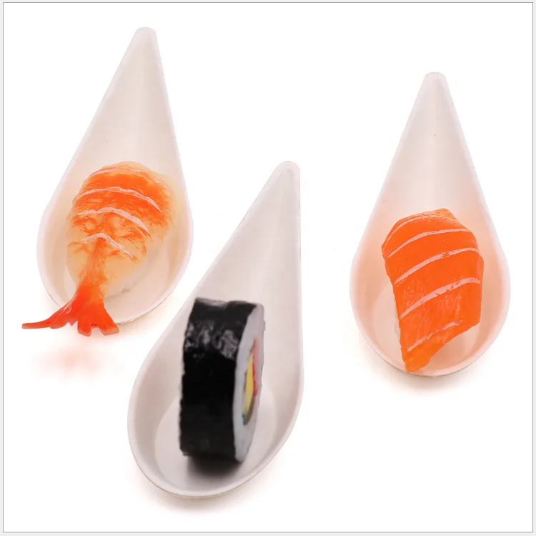 

Wholesale Customized Hotel Disposable Bagasse Sushi Spoon For Dessert, Picture