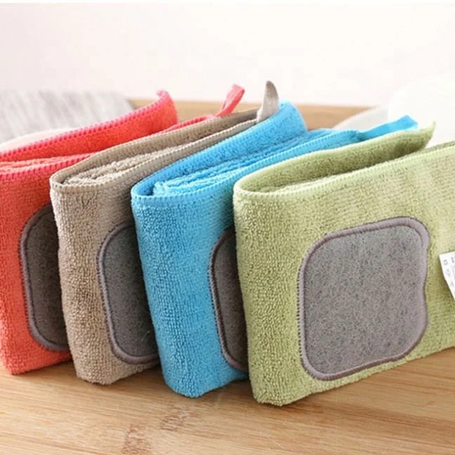 

Multifunctional Kitchen Household Thick Dish Towels, Red/blue/green/grey