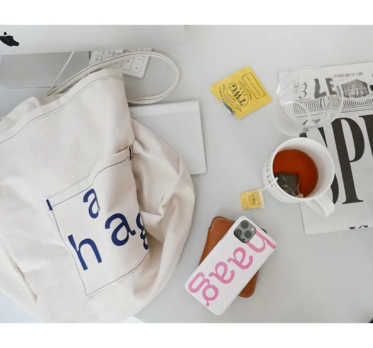 

Foldable Canvas Grocery Shopping Bag Customized Printed Canvas Tote Bag