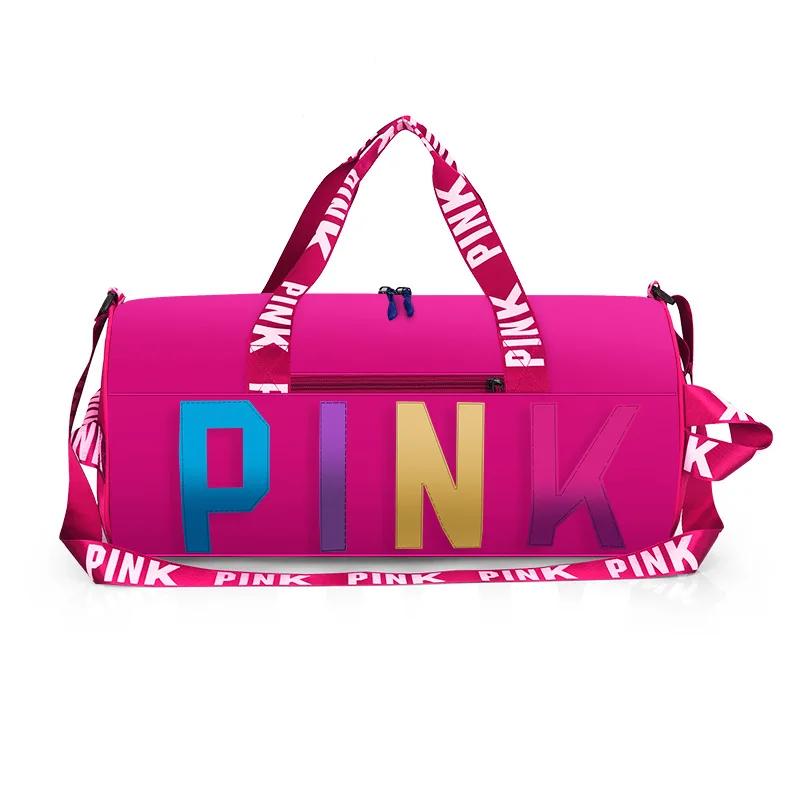 

Women Reisetasche Pink Logo Duffle Bag2021 Luxury Night Spend Da Night Bag Zipper Sport Gym Portable Fitness Travel Bags, As show