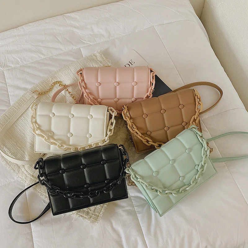 

2021 Autumn New Chain Small Square Bag Handbag Influence Ins Korean Fashion Square Niche Crossbody Shoulder Bag Women Hand Bags, 5 colors