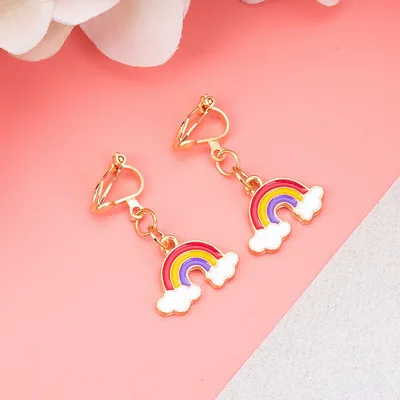 

2021 Korean Style Simple Cute Cartoon Earrings Ear Clip Without Ear Hole Net Red Earrings For Student Children, Colorful