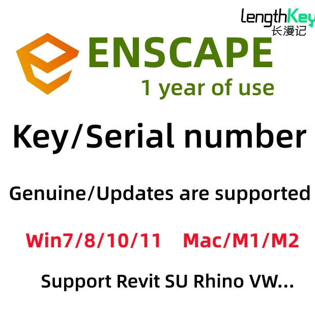 

24/7 Online Delivery Enscape Renderer Official Genuine Key License Activation supports sketchup2020-2023 After-sales guarantee