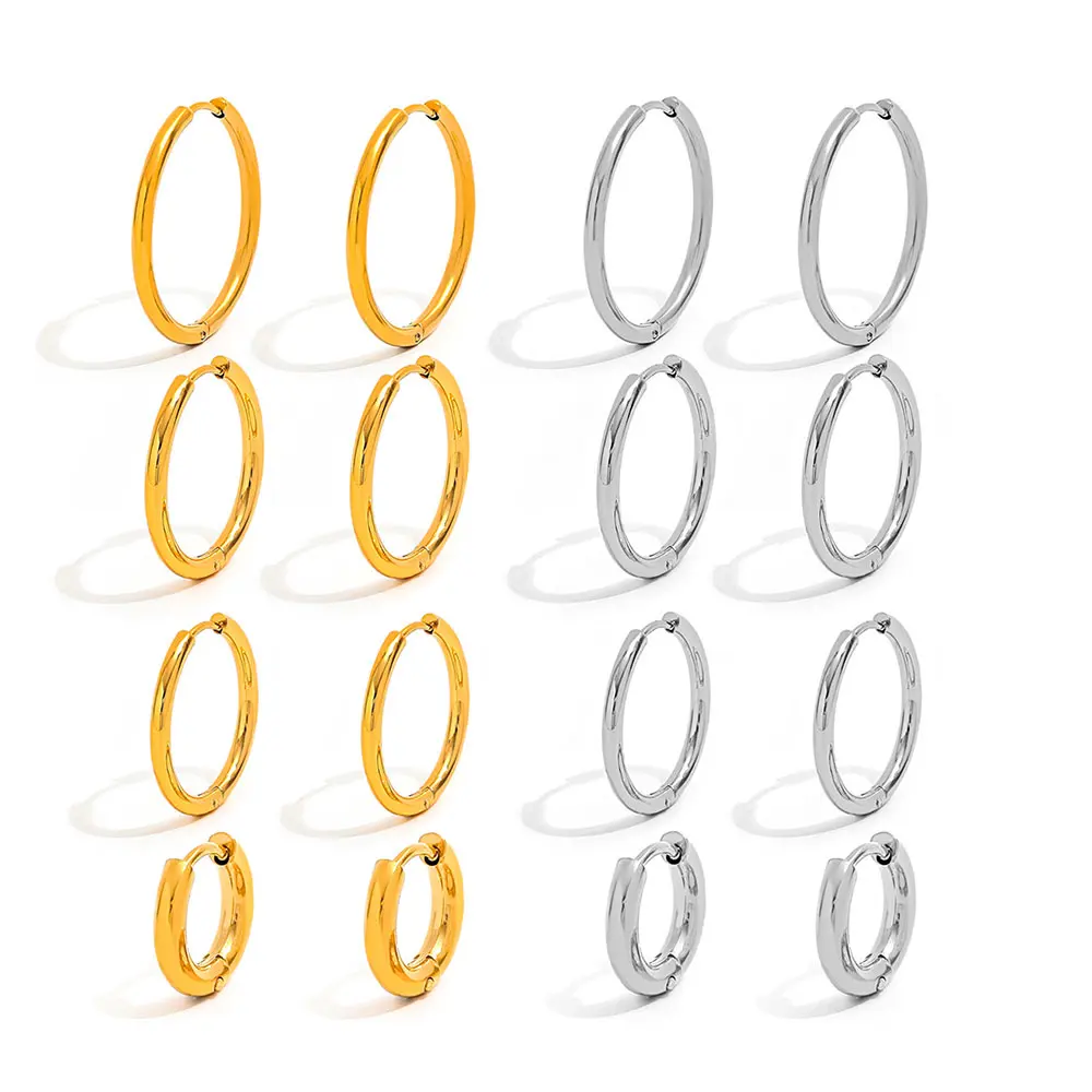 JOOLIM  High End  Gold 18K Pvd Gold Plated Basic Stainless Steel Hoop Earrings Waterproof Tarnish Free Fashion Jewelry