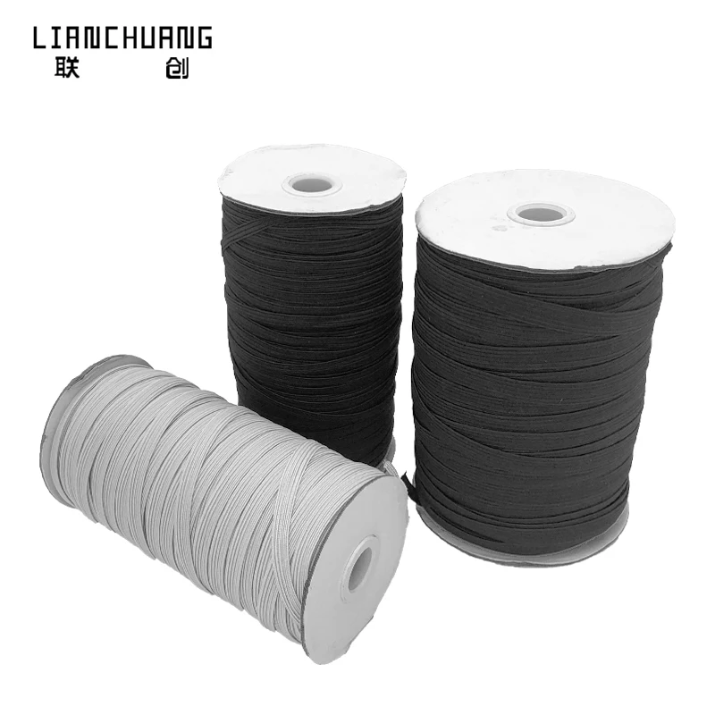 

Cost-effective 8mm elastic band sewing black white Knitted Textile Flat Braided For Garment Custom Knitted Elastic Band