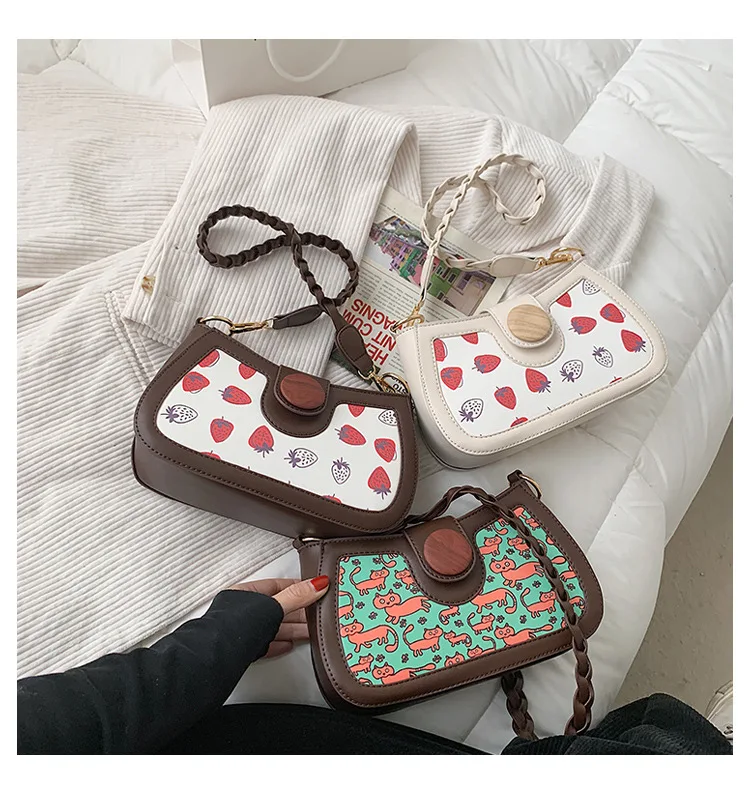 

New Korean print women's bag fashion one-shoulder cross-slung small square bag purses for women 2021 handbag, Available in 3 colors with color card