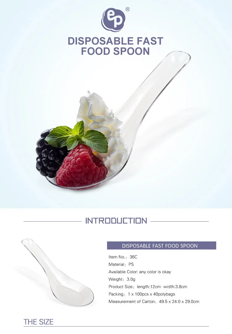 Ecofriendly High Quality Custom Disposable Plastic Chinese Soup Spoons